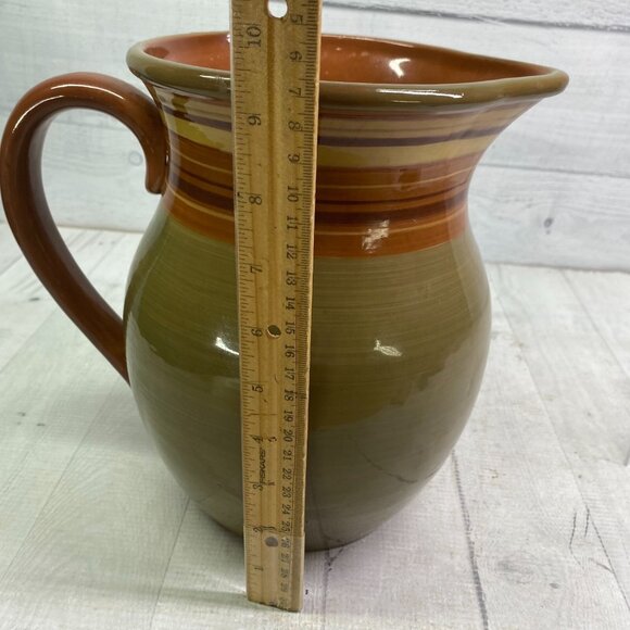 Raymond Waites Certified Intl RONDO Brown Rust Yellow 128oz Beverage Pitcher - Picture 9 of 16
